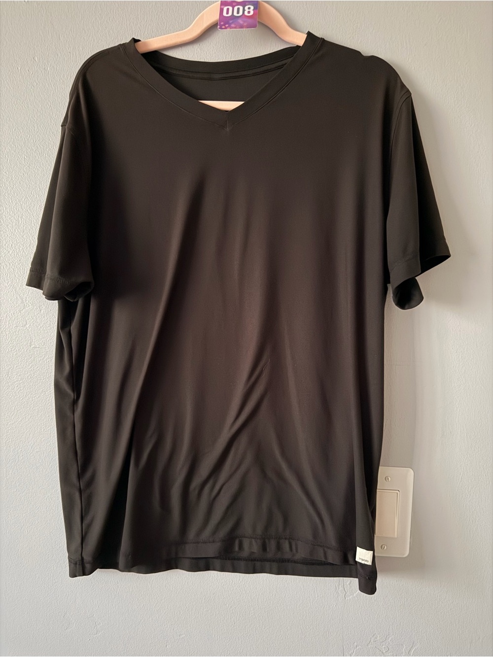 #008 Vuori Black V-Neck Short Sleeve Performance Tee